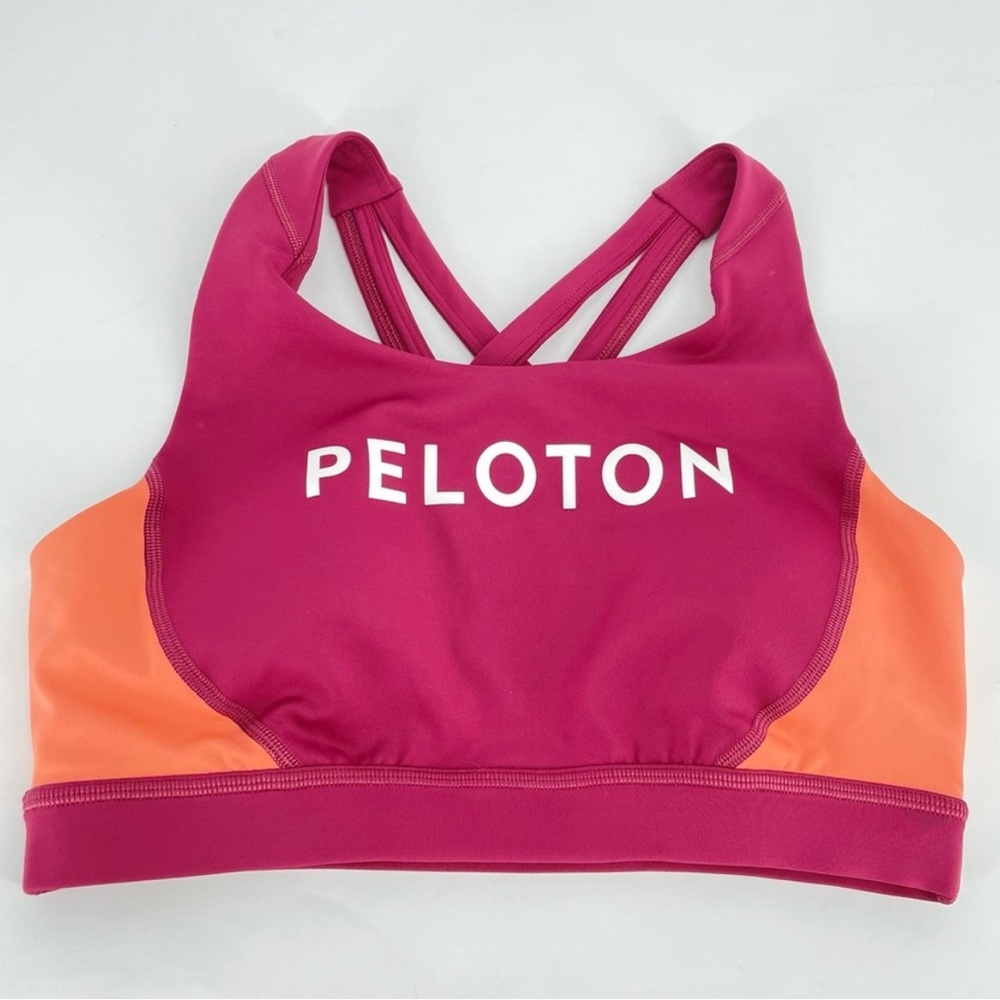Peloton Sports Bra Move Mission Strappy Logo Spell Out